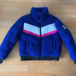 DKNY Blue and Pink Puffer Jacket